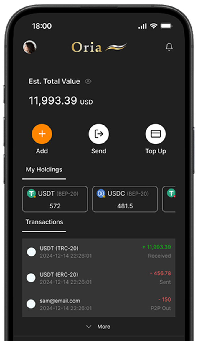 Oria mobile wallet app